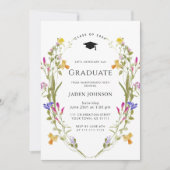 Waterverf Meadow Wildflower Boho Graduation Party Kaart (Voorkant)