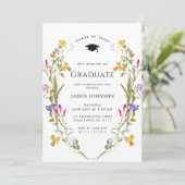 Waterverf Meadow Wildflower Boho Graduation Party Kaart (Staand voorkant)