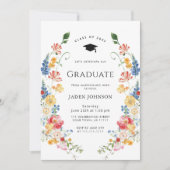 Waterverf Meadow Wildflower Boho Graduation Party Kaart (Voorkant)