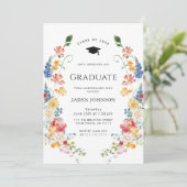 Waterverf Meadow Wildflower Boho Graduation Party Kaart (Staand voorkant)