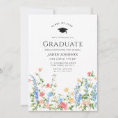 Waterverf Meadow Wildflower Boho Graduation Party Kaart (Voorkant)