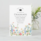Waterverf Meadow Wildflower Boho Graduation Party Kaart (Staand voorkant)