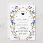 Waterverf Meadow Wildflower Boho Graduation Party Kaart (Voorkant)