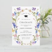 Waterverf Meadow Wildflower Boho Graduation Party Kaart (Staand voorkant)