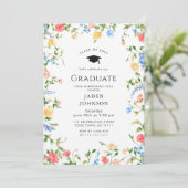 Waterverf Meadow Wildflower Boho Graduation Party Kaart (Staand voorkant)