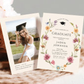 Waterverf Meadow Wildflower Boho Graduation Party Kaart