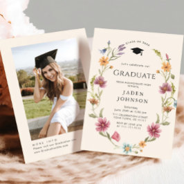 Waterverf Meadow Wildflower Boho Graduation Party Kaart