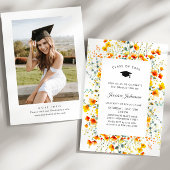 Waterverf Meadow Wildflower Boho Graduation Party Kaart