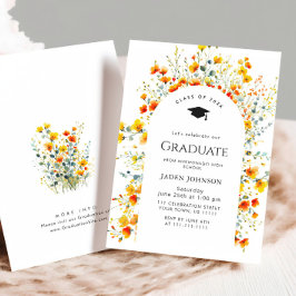 Waterverf Meadow Wildflower Boho Graduation Party Kaart