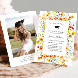 Waterverf Meadow Wildflower Boho Graduation Party Kaart