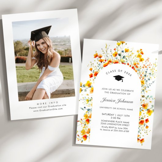 Waterverf Meadow Wildflower Boho Graduation Party Kaart