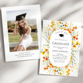 Waterverf Meadow Wildflower Boho Graduation Party Kaart