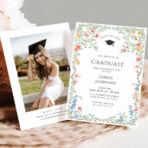 Waterverf Meadow Wildflower Boho Graduation Party