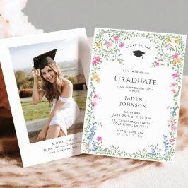 Waterverf Meadow Wildflower Boho Graduation Party Kaart