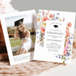 Waterverf Meadow Wildflower Boho Graduation Party Kaart
