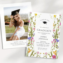 Waterverf Meadow Wildflower Boho Graduation Party