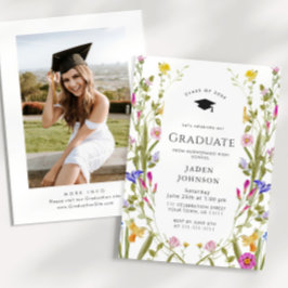 Waterverf Meadow Wildflower Boho Graduation Party Kaart