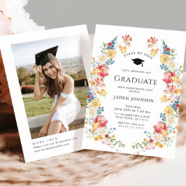 Waterverf Meadow Wildflower Boho Graduation Party Kaart