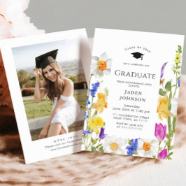 Waterverf Meadow Wildflower Boho Graduation Party Kaart