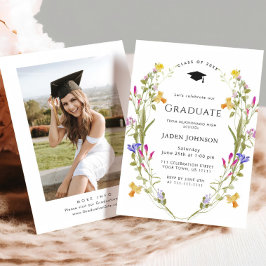 Waterverf Meadow Wildflower Boho Graduation Party Kaart