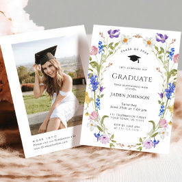 Waterverf Meadow Wildflower Boho Graduation Party Kaart