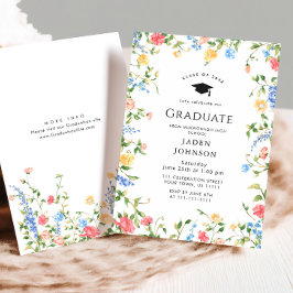Waterverf Meadow Wildflower Boho Graduation Party Kaart