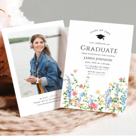 Waterverf Meadow Wildflower Boho Graduation Party Kaart