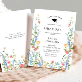 Waterverf Meadow Wildflower Boho Graduation Party Kaart