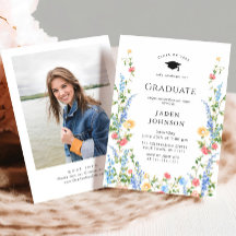Waterverf Meadow Wildflower Boho Graduation Party