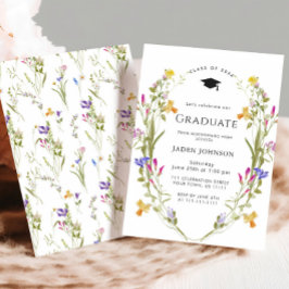 Waterverf Meadow Wildflower Boho Graduation Party Kaart