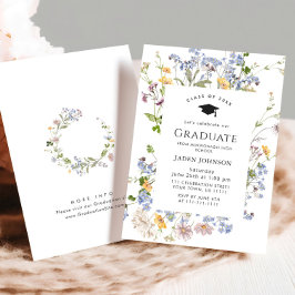 Waterverf Meadow Wildflower Boho Graduation Party Kaart