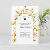 Waterverf Meadow Wildflower Boho Graduation Party Kaart (Staand voorkant)