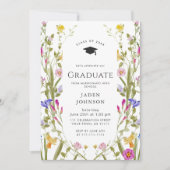 Waterverf Meadow Wildflower Boho Graduation Party Kaart (Voorkant)