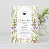 Waterverf Meadow Wildflower Boho Graduation Party Kaart (Staand voorkant)