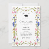 Waterverf Meadow Wildflower Boho Graduation Party Kaart (Voorkant)