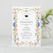 Waterverf Meadow Wildflower Boho Graduation Party Kaart (Staand voorkant)