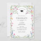 Waterverf Meadow Wildflower Boho Graduation Party Kaart (Voorkant)