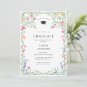 Waterverf Meadow Wildflower Boho Graduation Party Kaart (Staand voorkant)