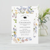 Waterverf Meadow Wildflower Boho Graduation Party Kaart (Staand voorkant)