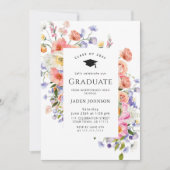 Waterverf Meadow Wildflower Boho Graduation Party Kaart (Voorkant)