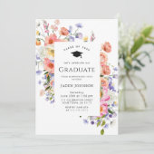 Waterverf Meadow Wildflower Boho Graduation Party Kaart (Staand voorkant)