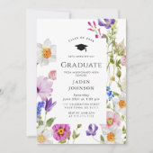Waterverf Meadow Wildflower Boho Graduation Party Kaart (Voorkant)