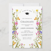 Waterverf Meadow Wildflower Boho Graduation Party Kaart (Voorkant)