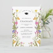 Waterverf Meadow Wildflower Boho Graduation Party Kaart (Staand voorkant)