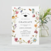 Waterverf Meadow Wildflower Boho Graduation Party Kaart (Staand voorkant)