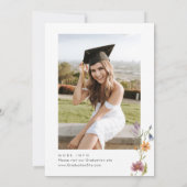 Waterverf Meadow Wildflower Boho Graduation Party Kaart (Achterkant)