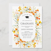 Waterverf Meadow Wildflower Boho Graduation Party Kaart (Voorkant)