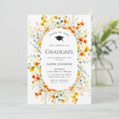 Waterverf Meadow Wildflower Boho Graduation Party Kaart (Staand voorkant)
