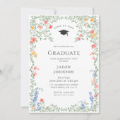 Waterverf Meadow Wildflower Boho Graduation Party Kaart (Voorkant)