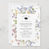 Waterverf Meadow Wildflower Boho Graduation Party Kaart (Voorkant)